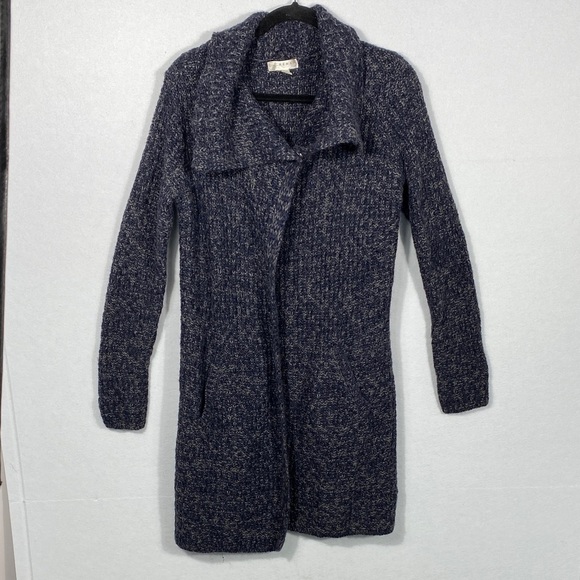 Kenar Dark Blue Shawl Collar Wool/Alpaca Knit Duster Cardigan size large - Picture 11 of 13